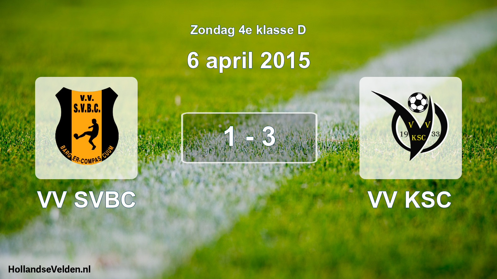 Total number of matches played: VV SVBC - VV KSC 1 - 3 (6 April 2015)