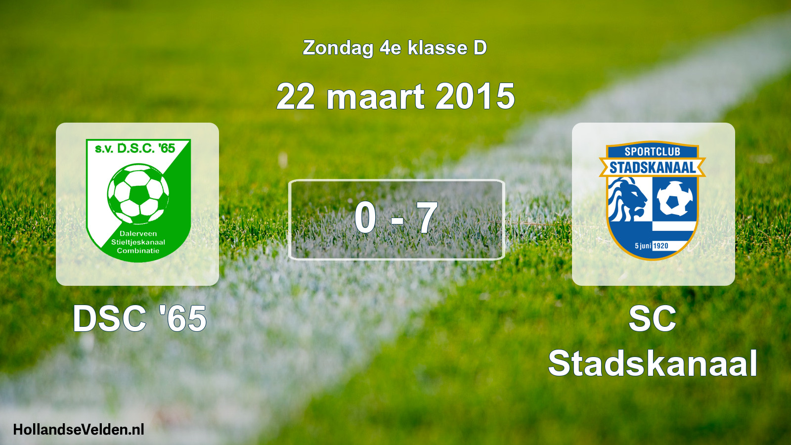 Total number of matches played: DSC '65 - SC Stadskanaal 0 - 7 (22 March 2015)