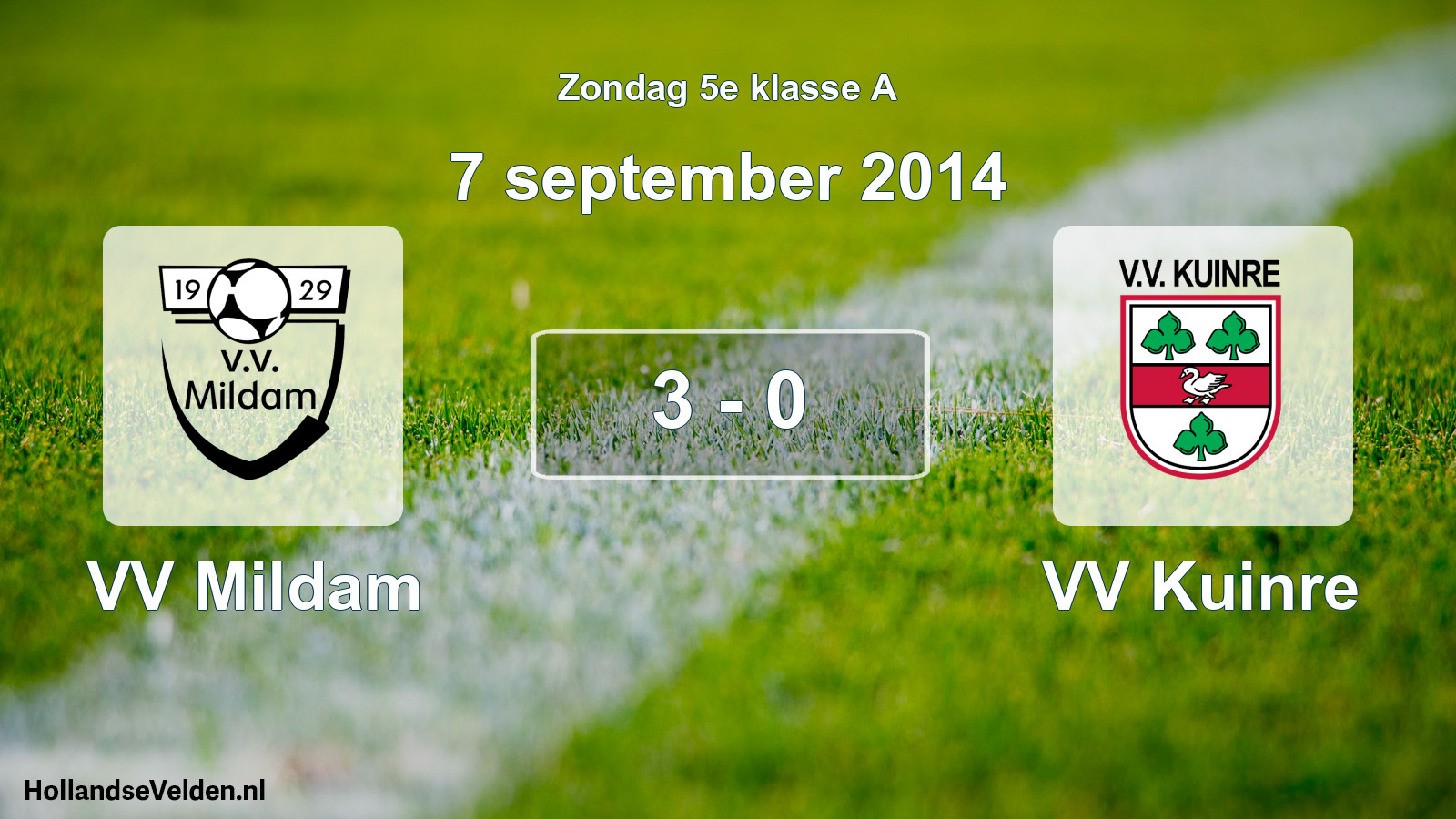 Total number of matches played: VV Mildam - VV Kuinre 3 - 0 (7 September 2014)