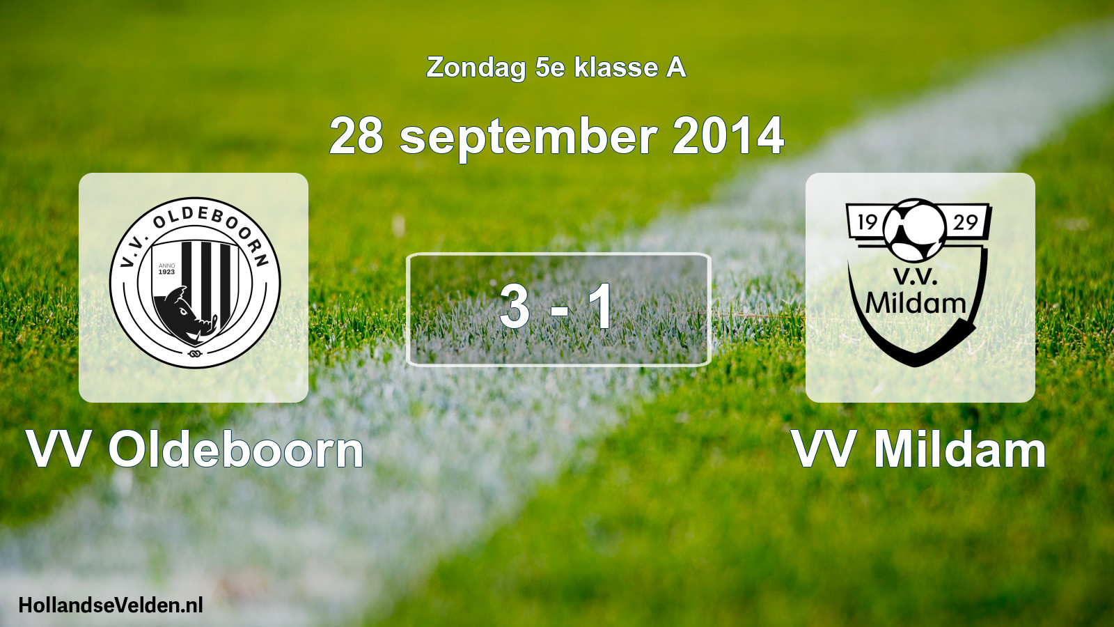 Total number of matches played: VV Oldeboorn - VV Mildam 3 - 1 (28 September 2014)