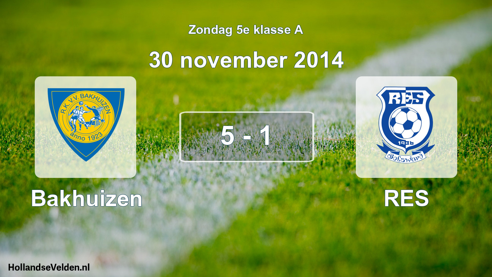 Total number of matches played: Bakhuizen - RES 5 - 1 (30 November 2014)
