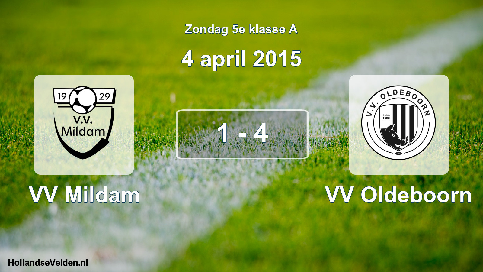 Total number of matches played: VV Mildam - VV Oldeboorn 1 - 4 (4 April 2015)
