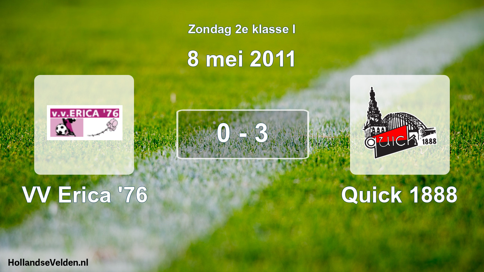 Total number of matches played: VV Erica '76 - Quick 1888 0 - 3 (8 May 2011)