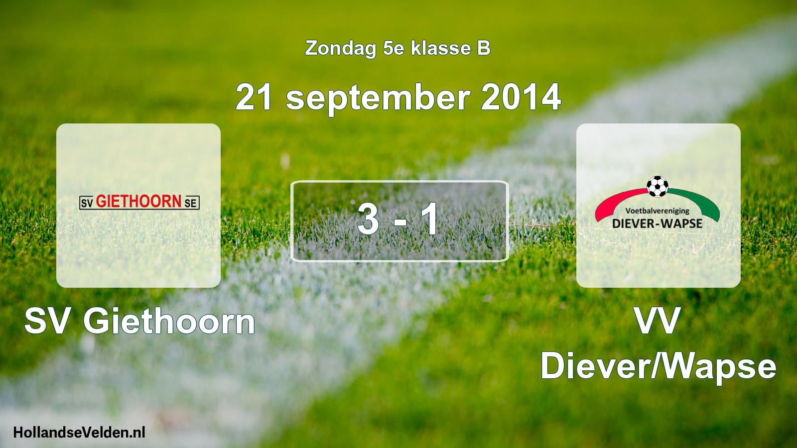 Total number of matches played: SV Giethoorn - VV Diever/Wapse 3 - 1 (21 September 2014)