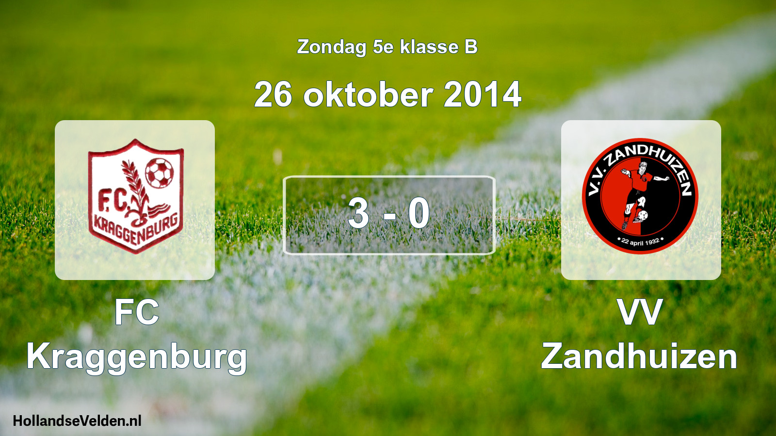 Total number of matches played: FC Kraggenburg - VV Zandhuizen 3 - 0 (26 October 2014)