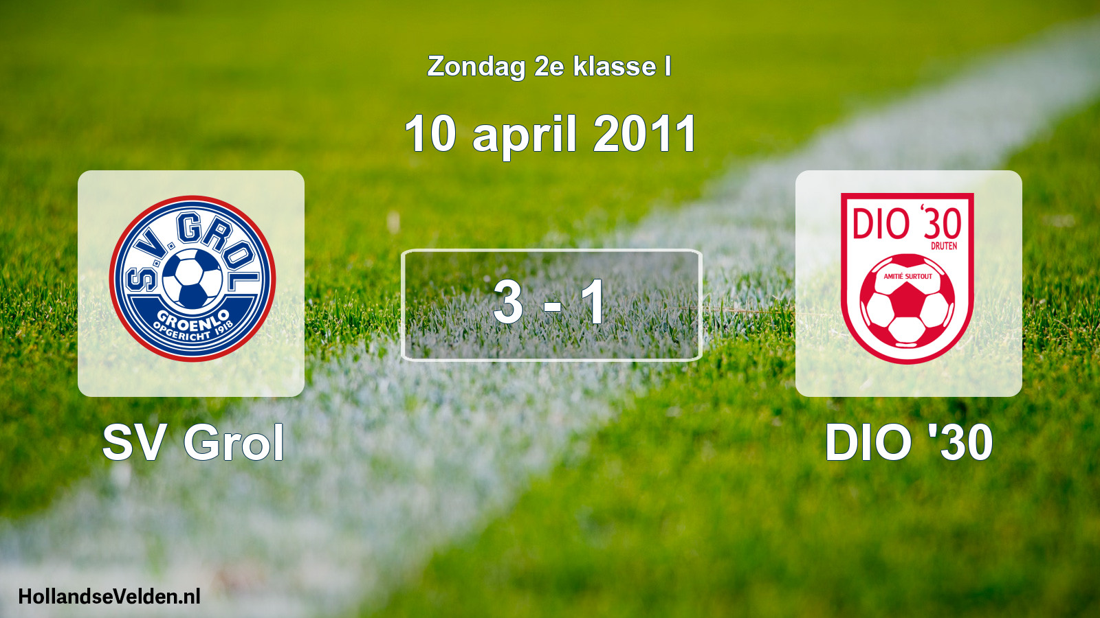 Total number of matches played: SV Grol - DIO '30 3 - 1 (10 April 2011)