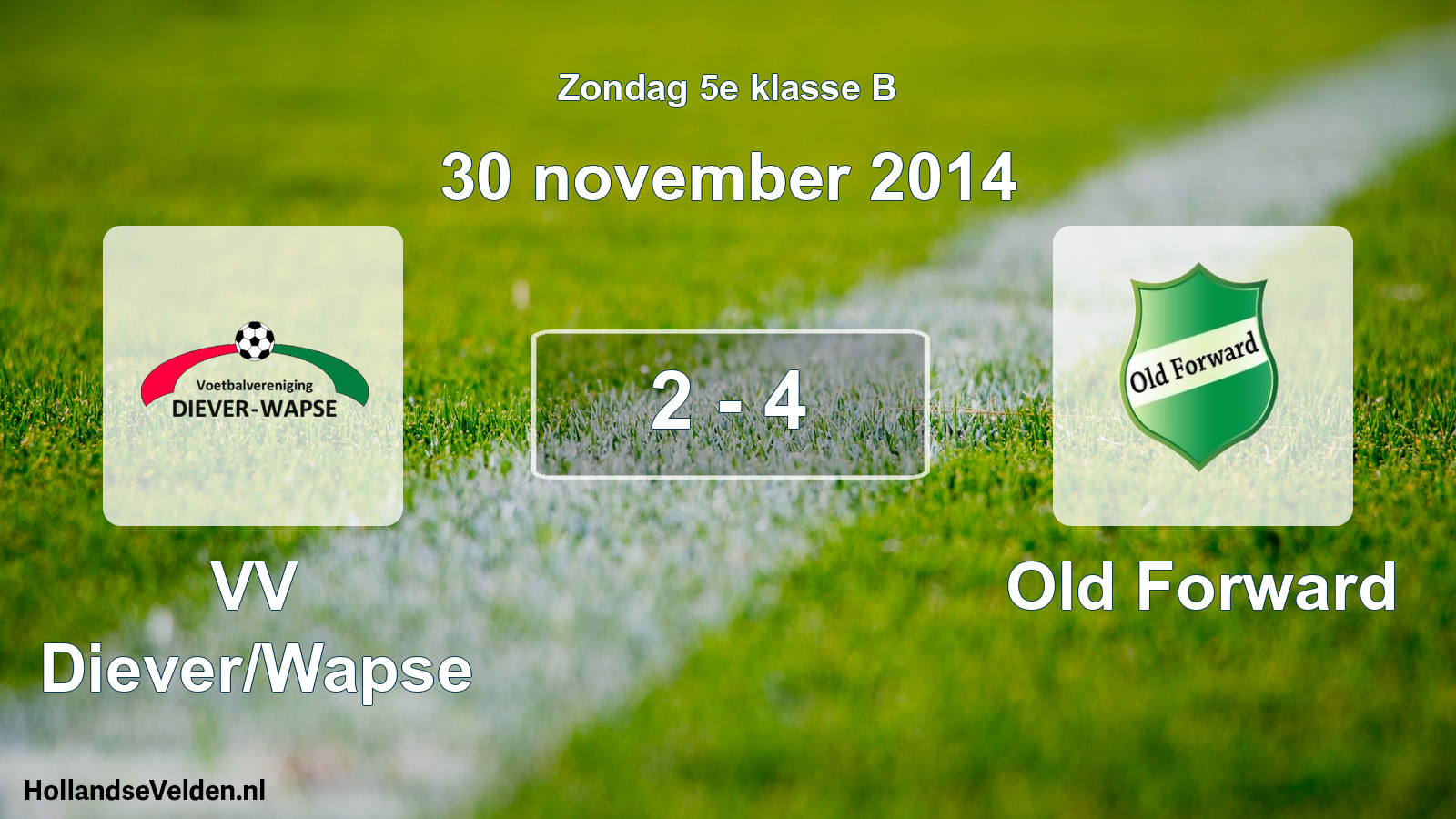 Total number of matches played: VV Diever/Wapse - Old Forward 2 - 4 (30 November 2014)