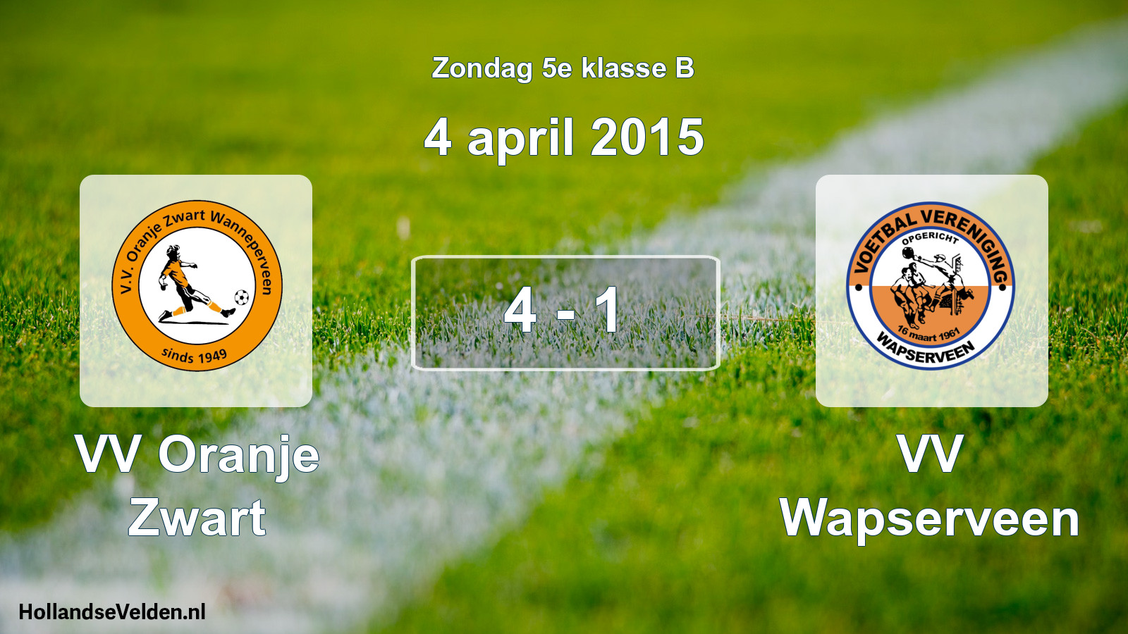 Total number of matches played: VV Oranje Zwart - VV Wapserveen 4 - 1 (4 April 2015)