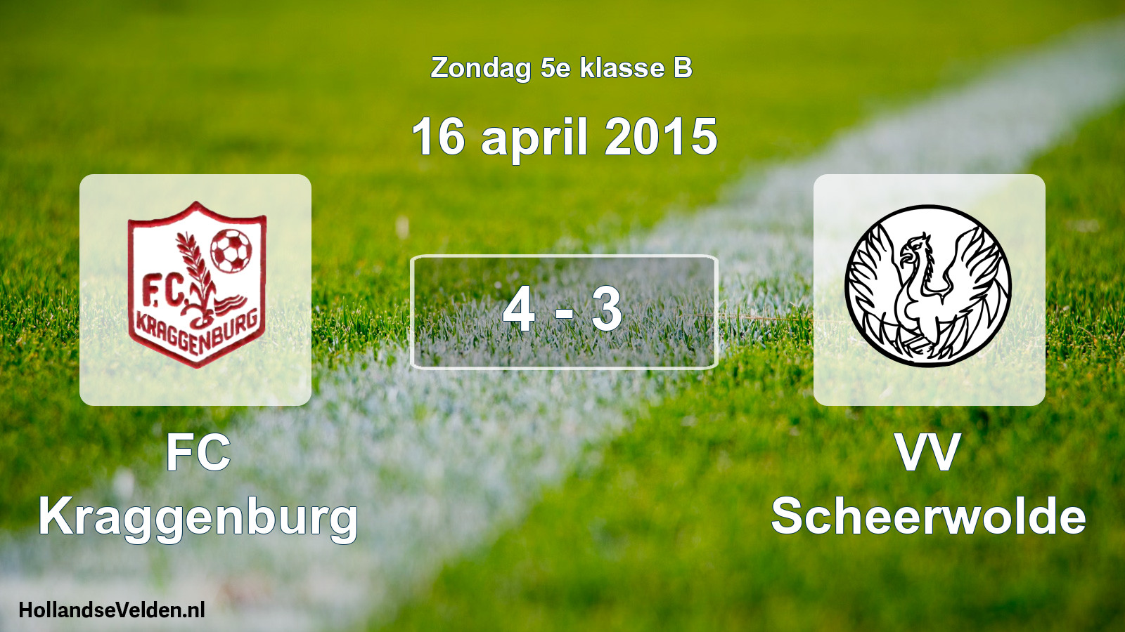 Total number of matches played: FC Kraggenburg - VV Scheerwolde 4 - 3 (16 April 2015)