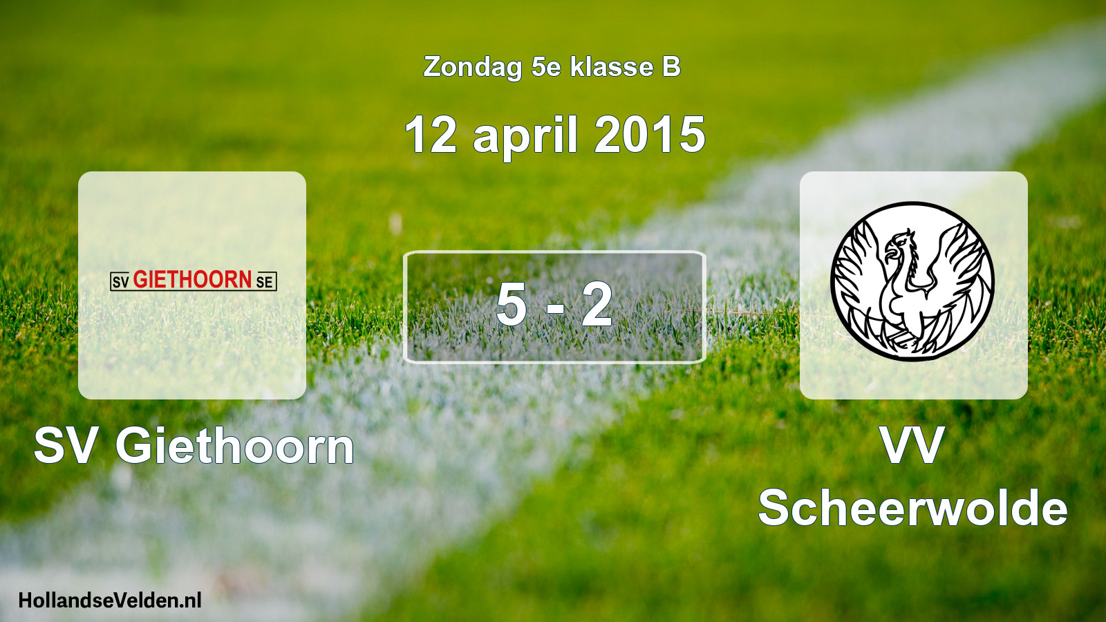 Total number of matches played: SV Giethoorn - VV Scheerwolde 5 - 2 (12 April 2015)