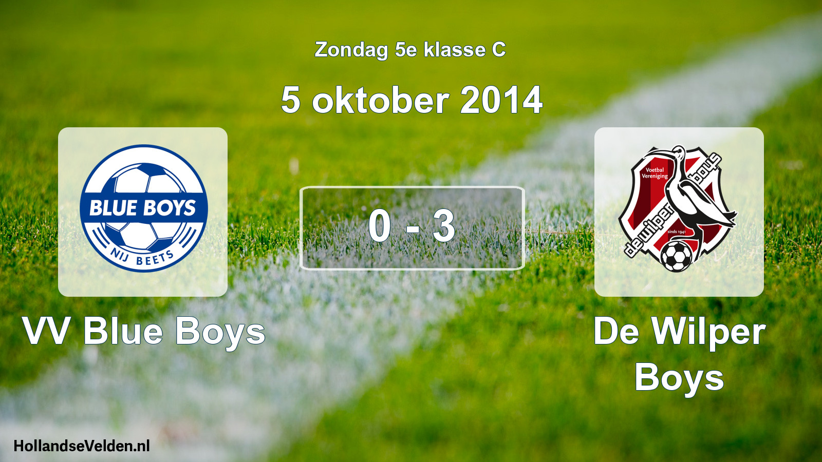 Total number of matches played: VV Blue Boys - De Wilper Boys 0 - 3 (5 October 2014)