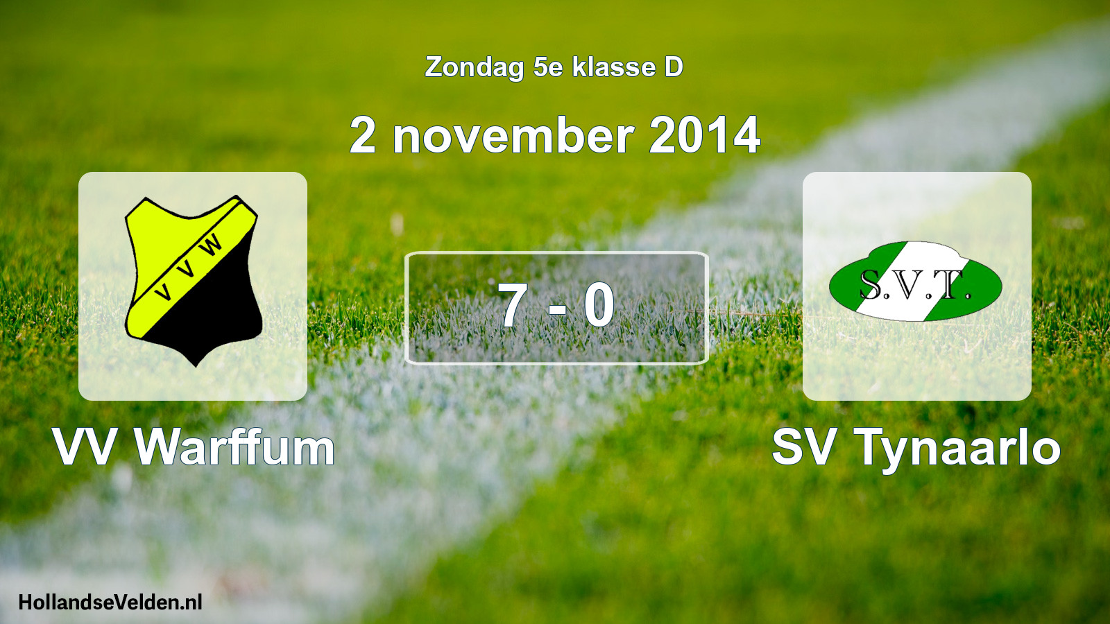 Total number of matches played: VV Warffum - SV Tynaarlo 7 - 0 (2 November 2014)