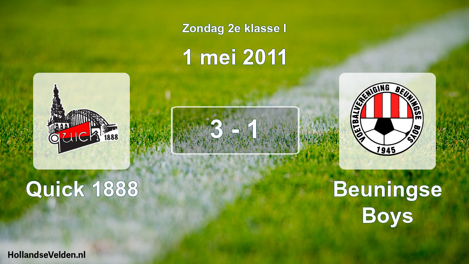 Total number of matches played: Quick 1888 - Beuningse Boys 3 - 1 (1 May 2011)
