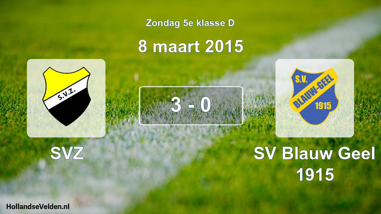 Total number of matches played: SVZ - SV Blauw Geel 1915 3 - 0 (8 March 2015)