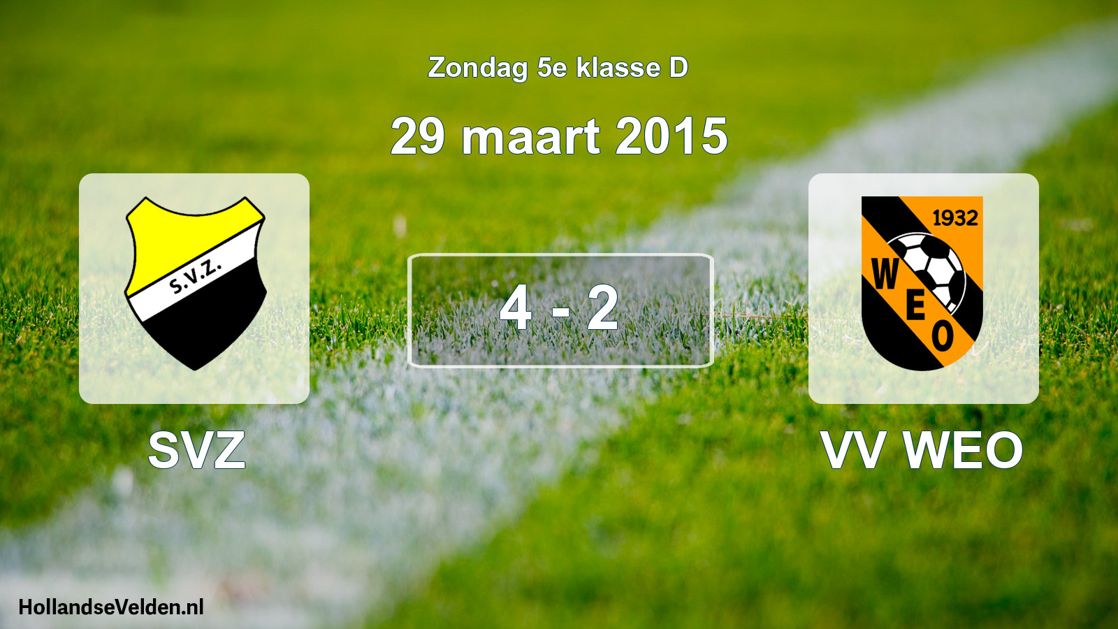 Total number of matches played: SVZ - VV WEO 4 - 2 (29 March 2015)