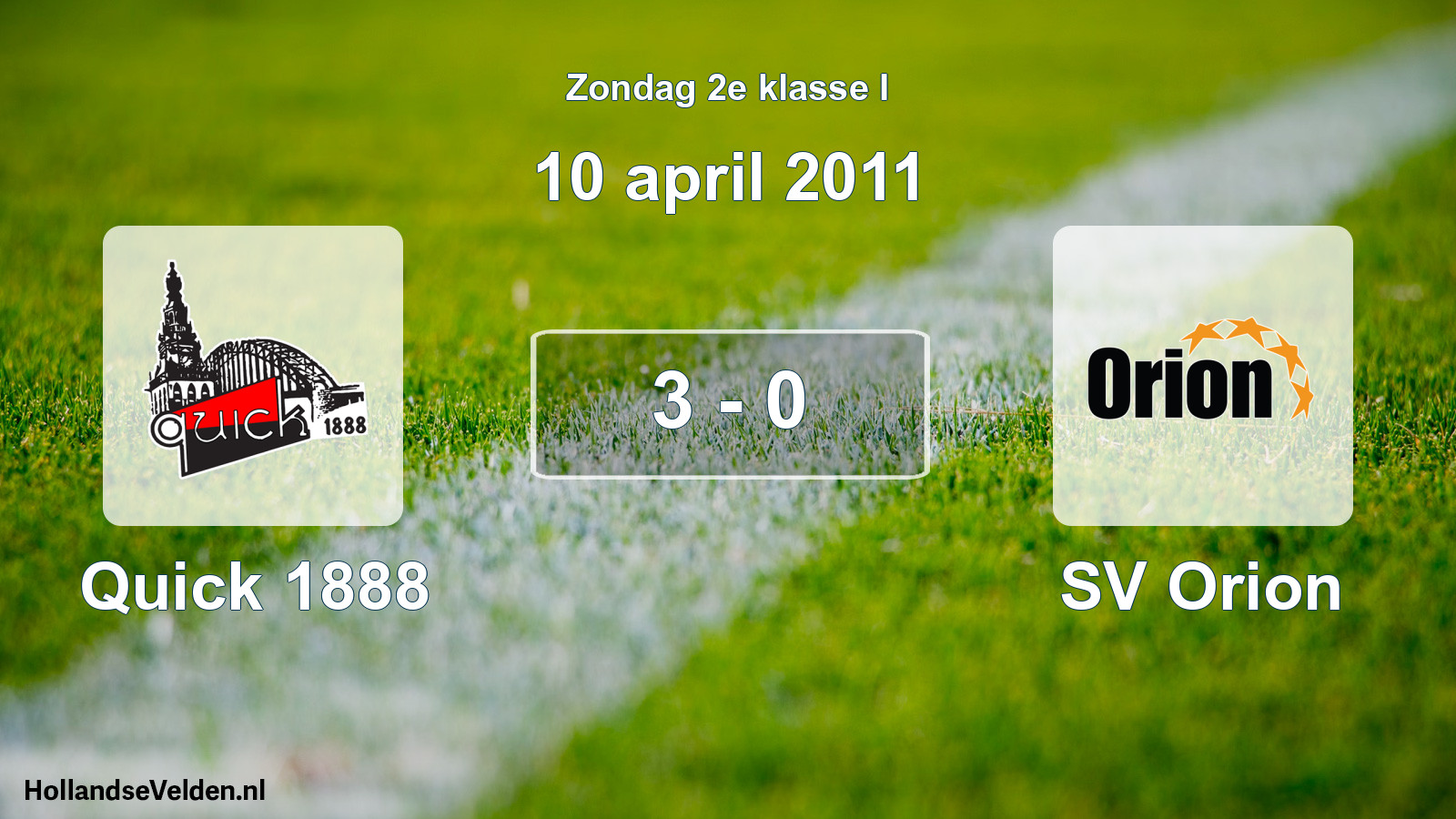 Total number of matches played: Quick 1888 - SV Orion 3 - 0 (10 April 2011)