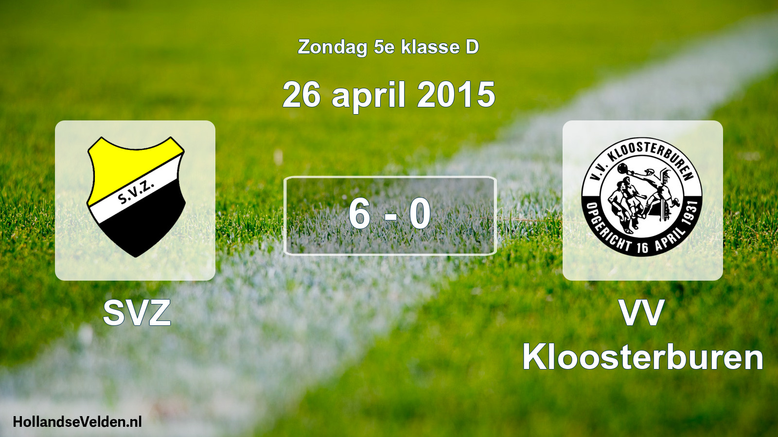Total number of matches played: SVZ - VV Kloosterburen 6 - 0 (26 April 2015)