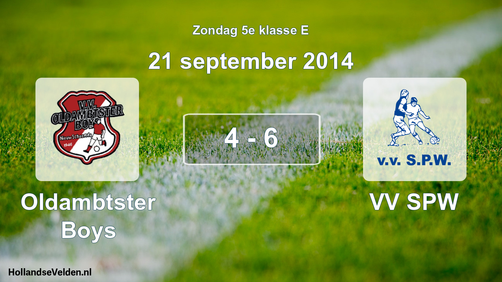 Total number of matches played: Oldambtster Boys - VV SPW 4 - 6 (21 September 2014)