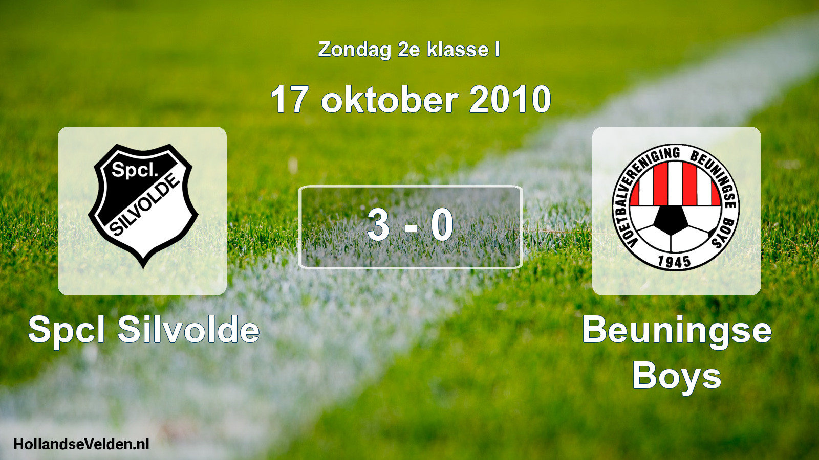 Total number of matches played: Spcl Silvolde - Beuningse Boys 3 - 0 (17 October 2010)