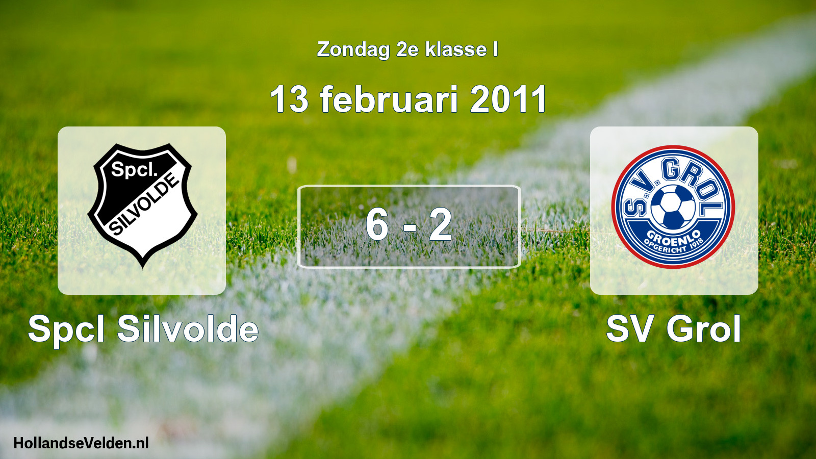 Total number of matches played: Spcl Silvolde - SV Grol 6 - 2 (13 February 2011)