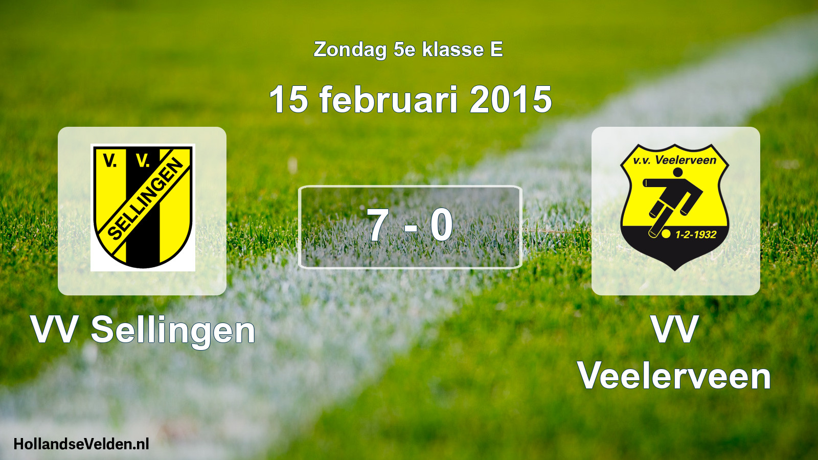 Total number of matches played: VV Sellingen - VV Veelerveen 7 - 0 (15 February 2015)