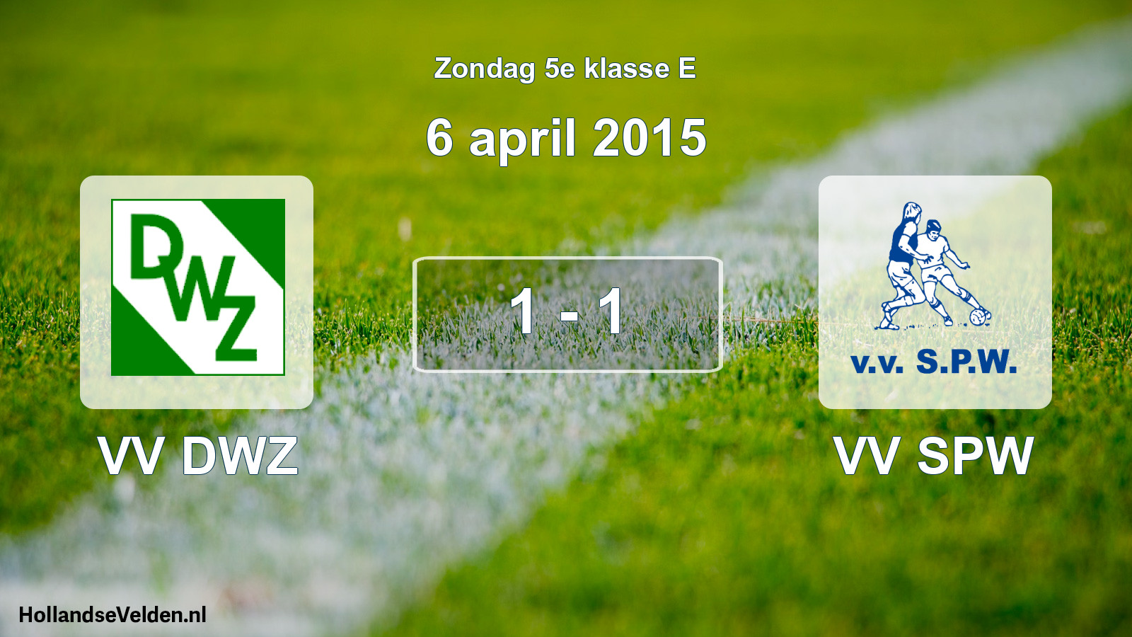 Total number of matches played: VV DWZ - VV SPW 1 - 1 (6 April 2015)