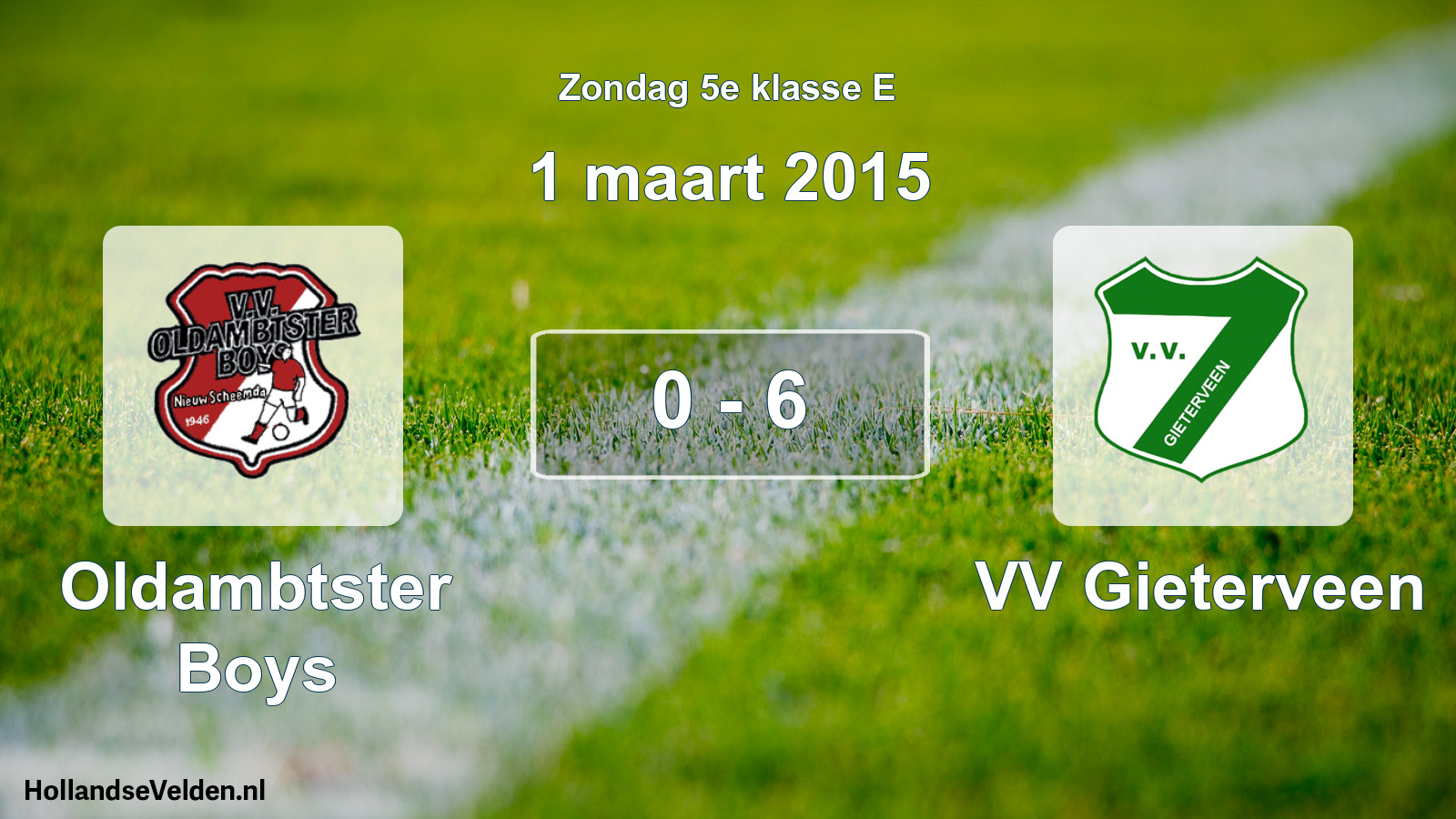 Total number of matches played: Oldambtster Boys - VV Gieterveen 0 - 6 (1 March 2015)