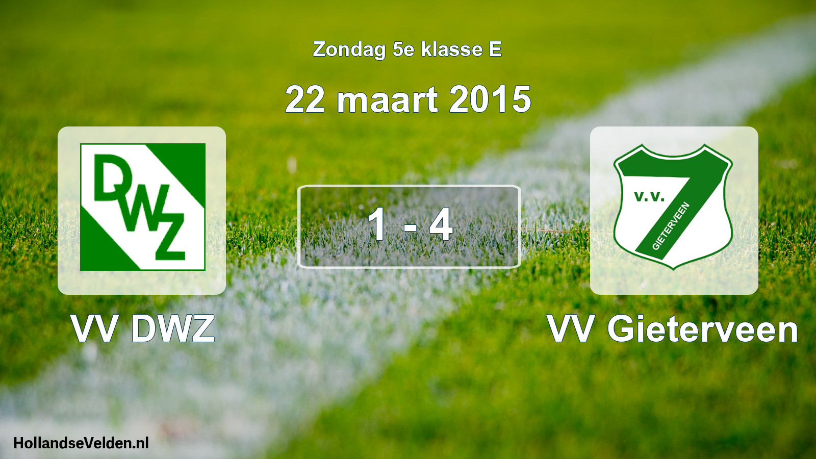 Total number of matches played: VV DWZ - VV Gieterveen 1 - 4 (22 March 2015)
