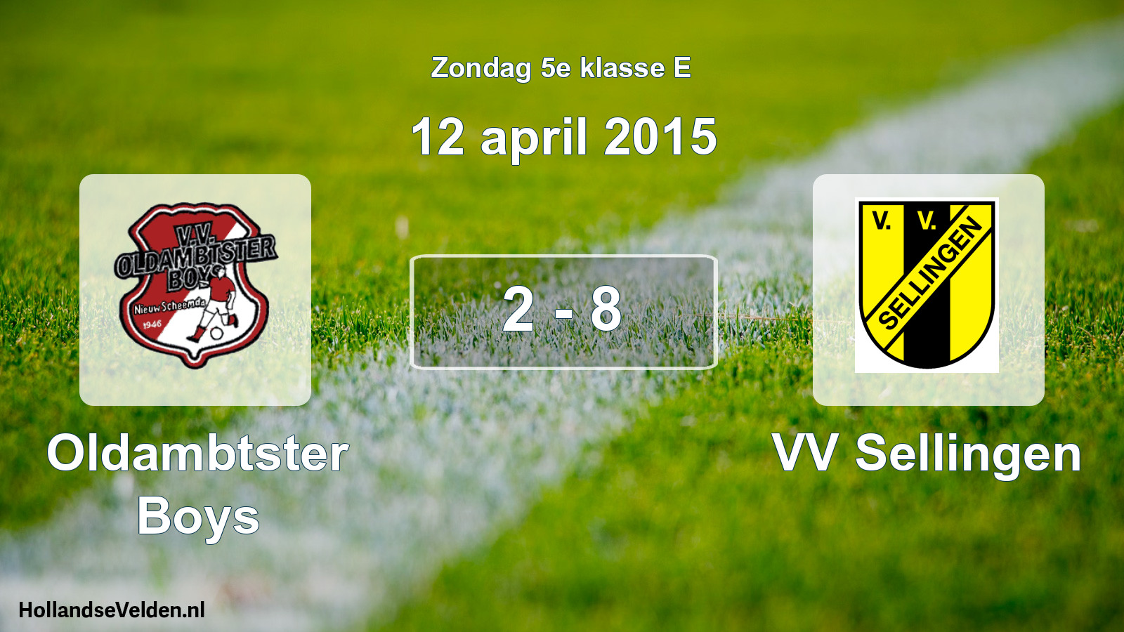 Total number of matches played: Oldambtster Boys - VV Sellingen 2 - 8 (12 April 2015)