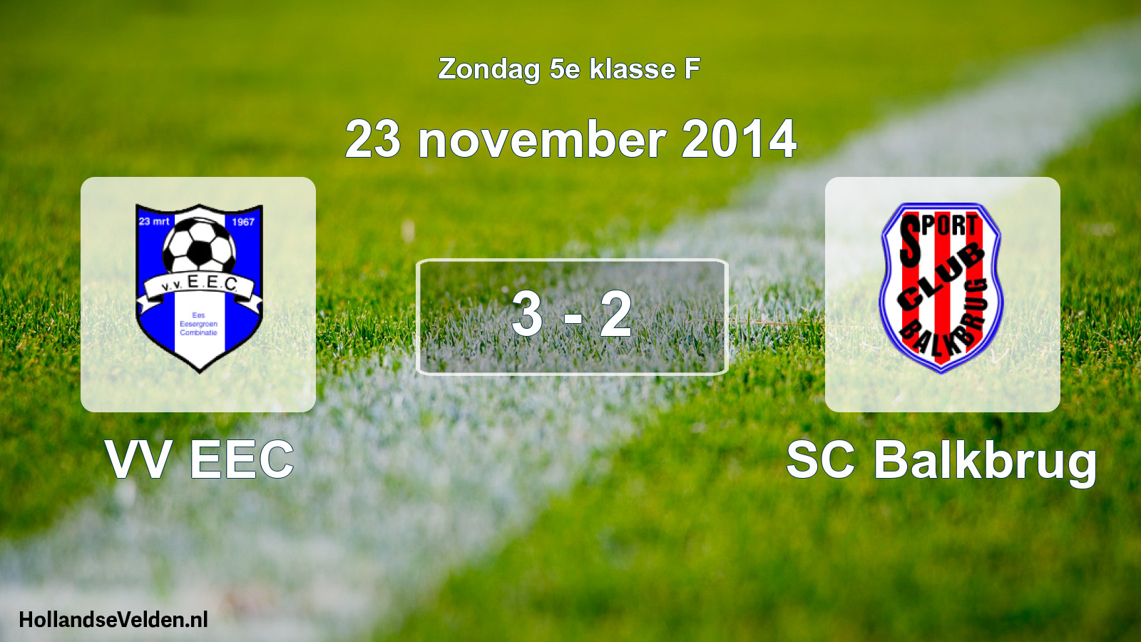 Total number of matches played: VV EEC - SC Balkbrug 3 - 2 (23 November 2014)