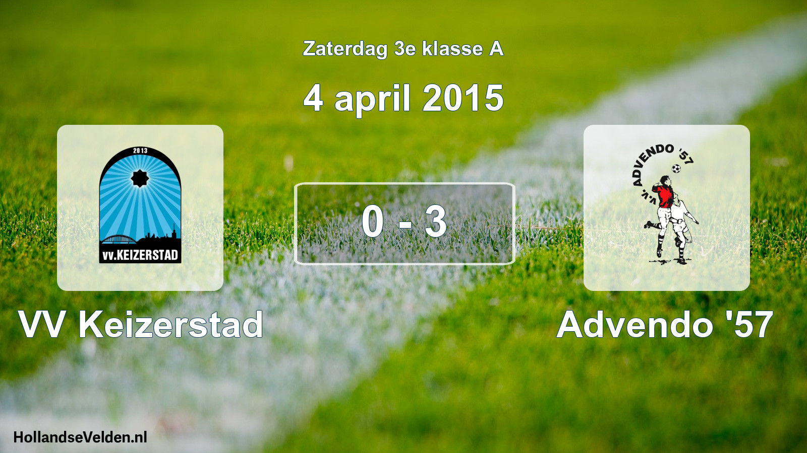 Total number of matches played: VV Keizerstad - Advendo '57 0 - 3 (4 April 2015)