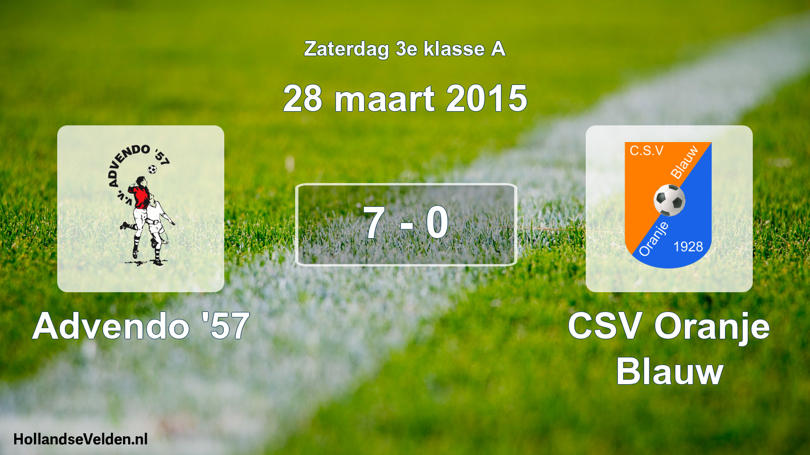 Total number of matches played: Advendo '57 - CSV Oranje Blauw 7 - 0 (28 March 2015)