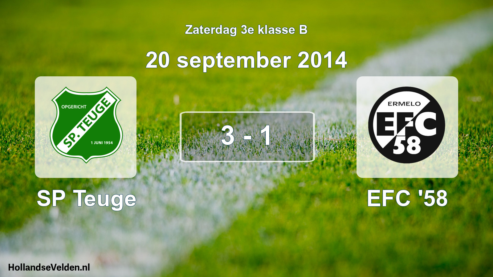 Total number of matches played: SP Teuge - EFC '58 3 - 1 (20 September 2014)