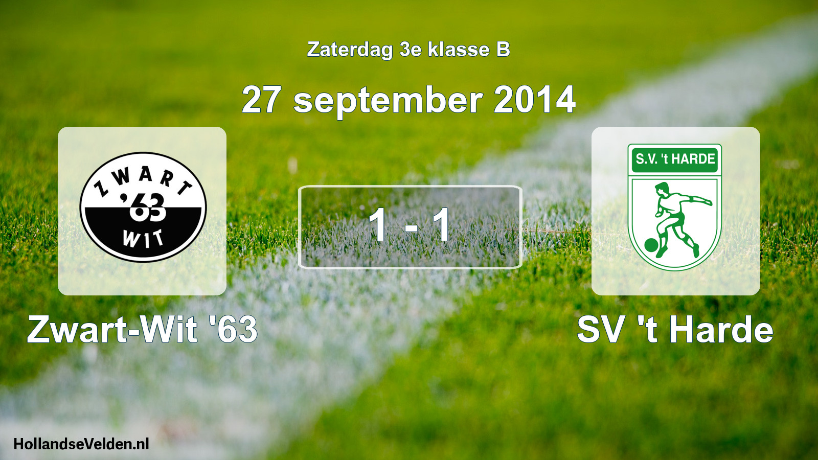 Total number of matches played: Zwart-Wit '63 - SV 't Harde 1 - 1 (27 September 2014)