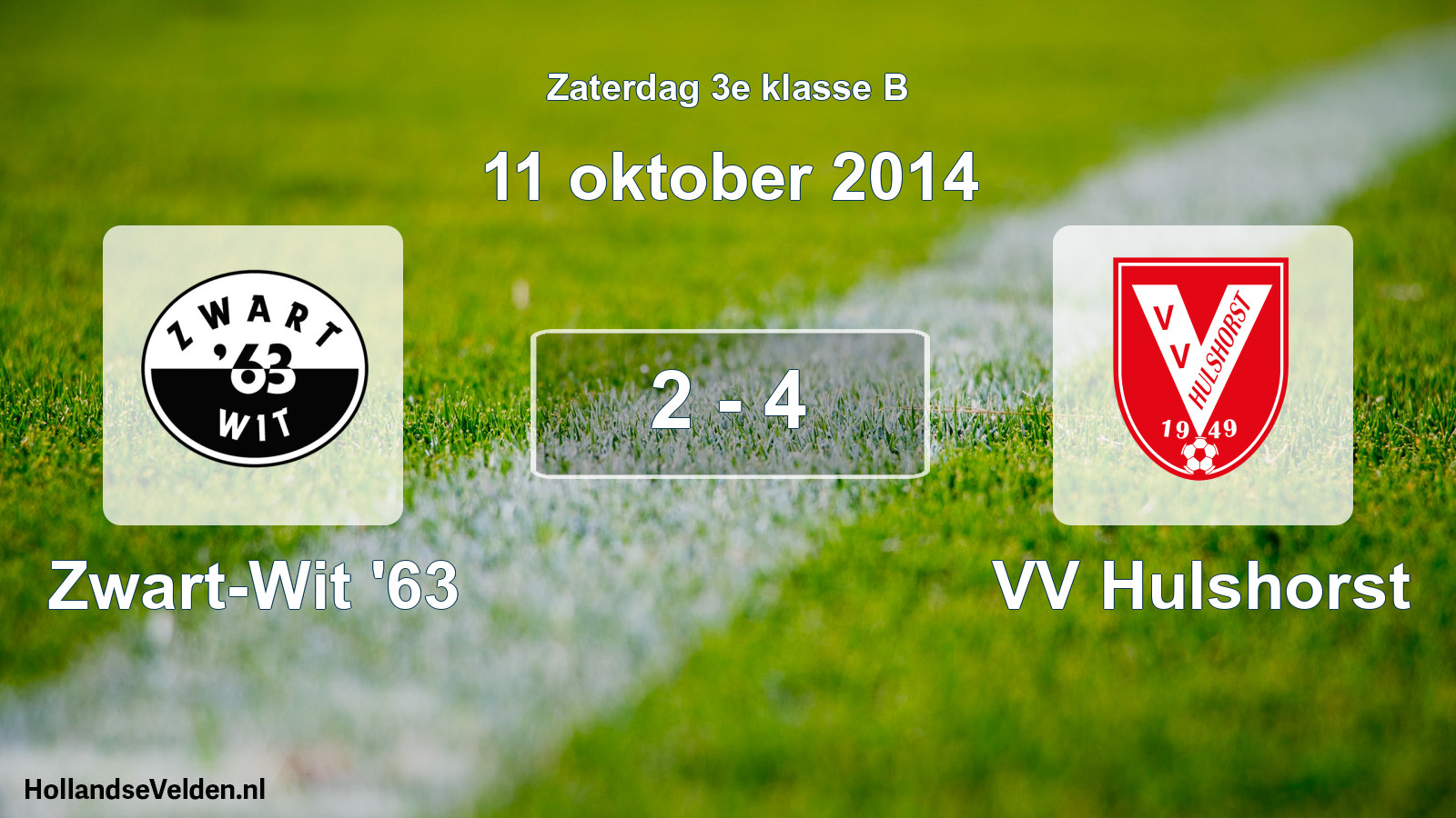 Total number of matches played: Zwart-Wit '63 - VV Hulshorst 2 - 4 (11 October 2014)
