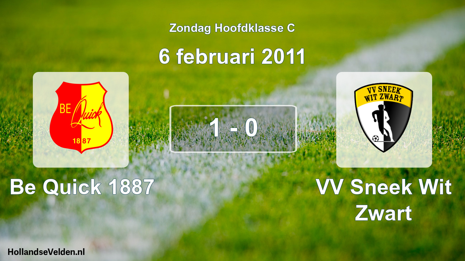 Total number of matches played: Be Quick 1887 - VV Sneek Wit Zwart 1 - 0 (6 February 2011)