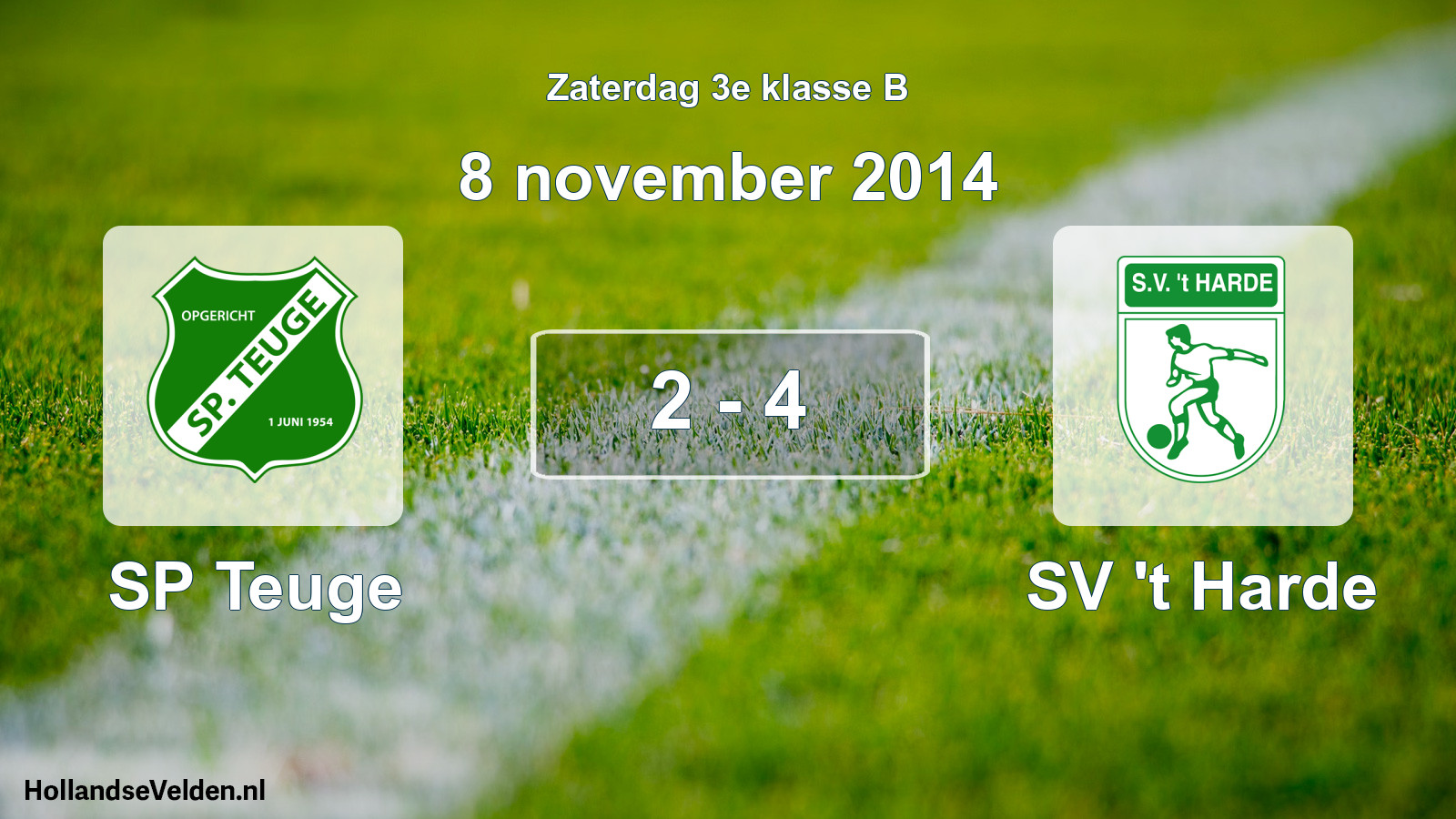 Total number of matches played: SP Teuge - SV 't Harde 2 - 4 (8 November 2014)
