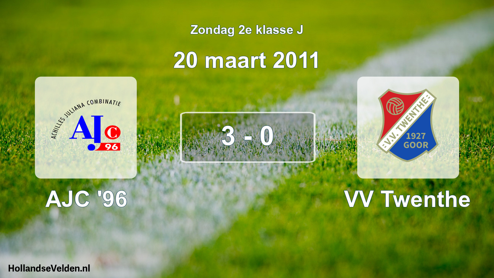 Total number of matches played: AJC '96 - VV Twenthe 3 - 0 (20 March 2011)