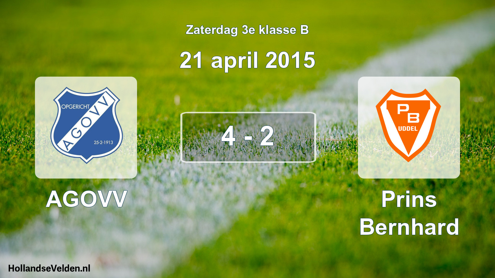 Total number of matches played: AGOVV - Prins Bernhard 4 - 2 (21 April 2015)