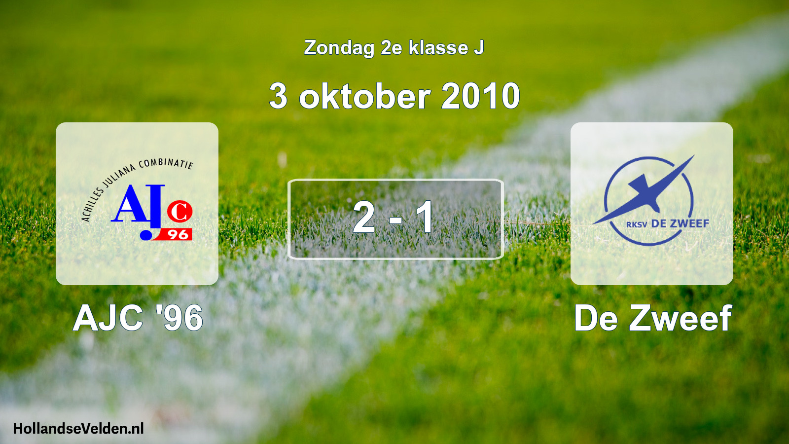 Total number of matches played: AJC '96 - De Zweef 2 - 1 (3 October 2010)