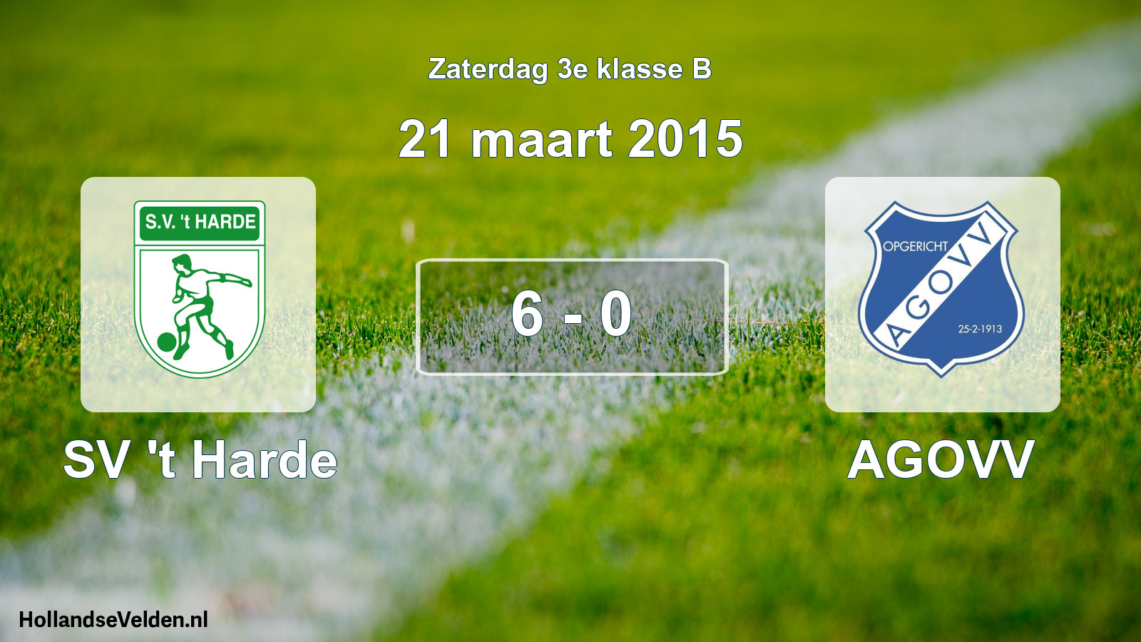 Total number of matches played: SV 't Harde - AGOVV 6 - 0 (21 March 2015)