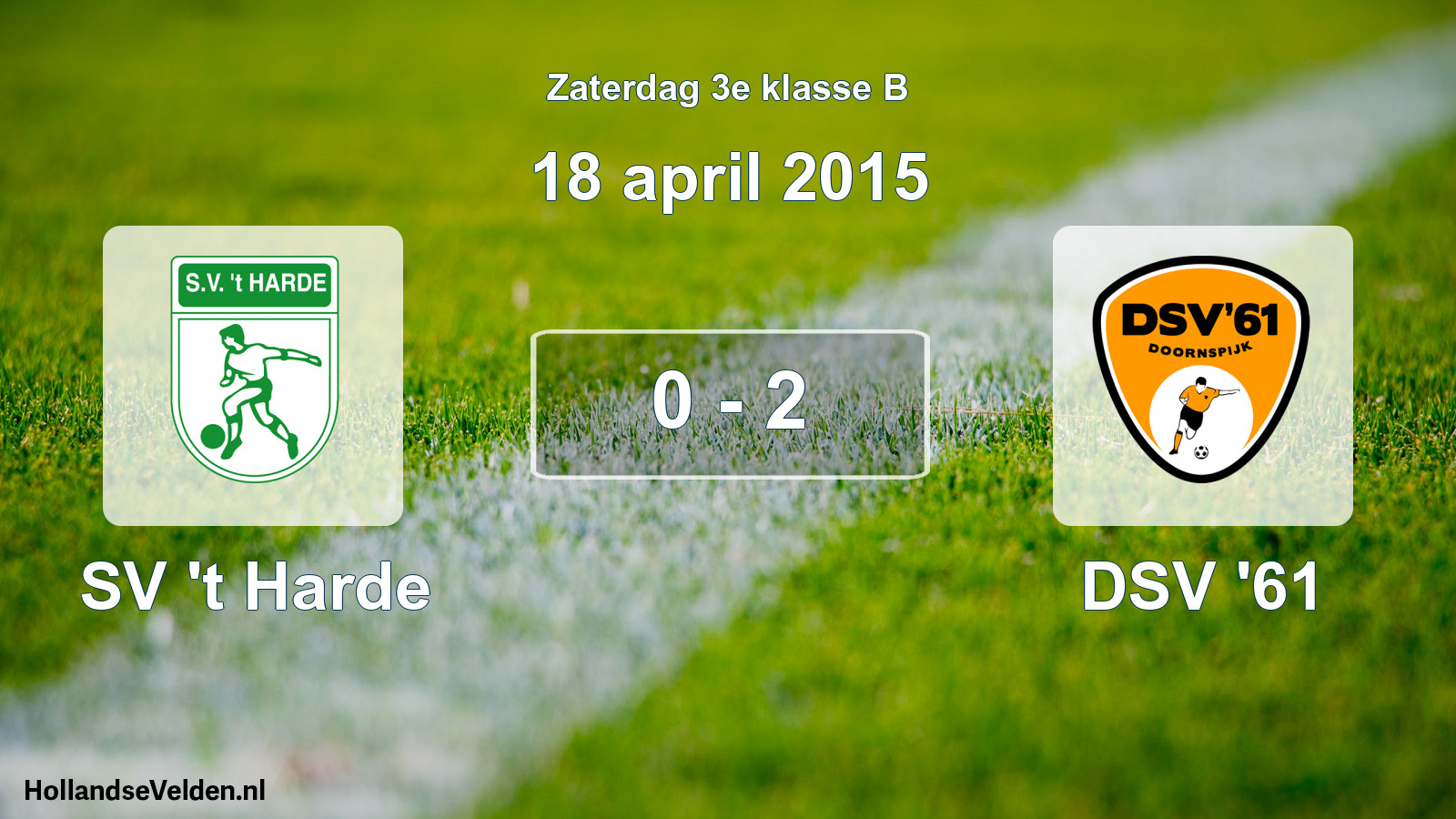 Total number of matches played: SV 't Harde - DSV '61 0 - 2 (18 April 2015)