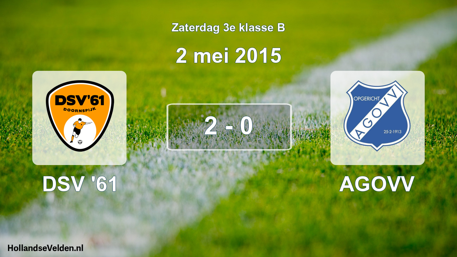 Total number of matches played: DSV '61 - AGOVV 2 - 0 (2 May 2015)