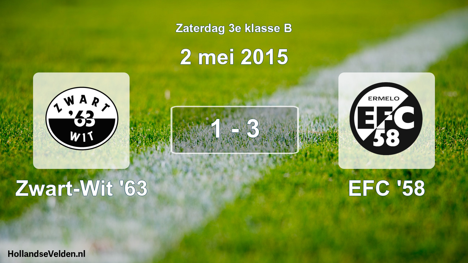 Total number of matches played: Zwart-Wit '63 - EFC '58 1 - 3 (2 May 2015)