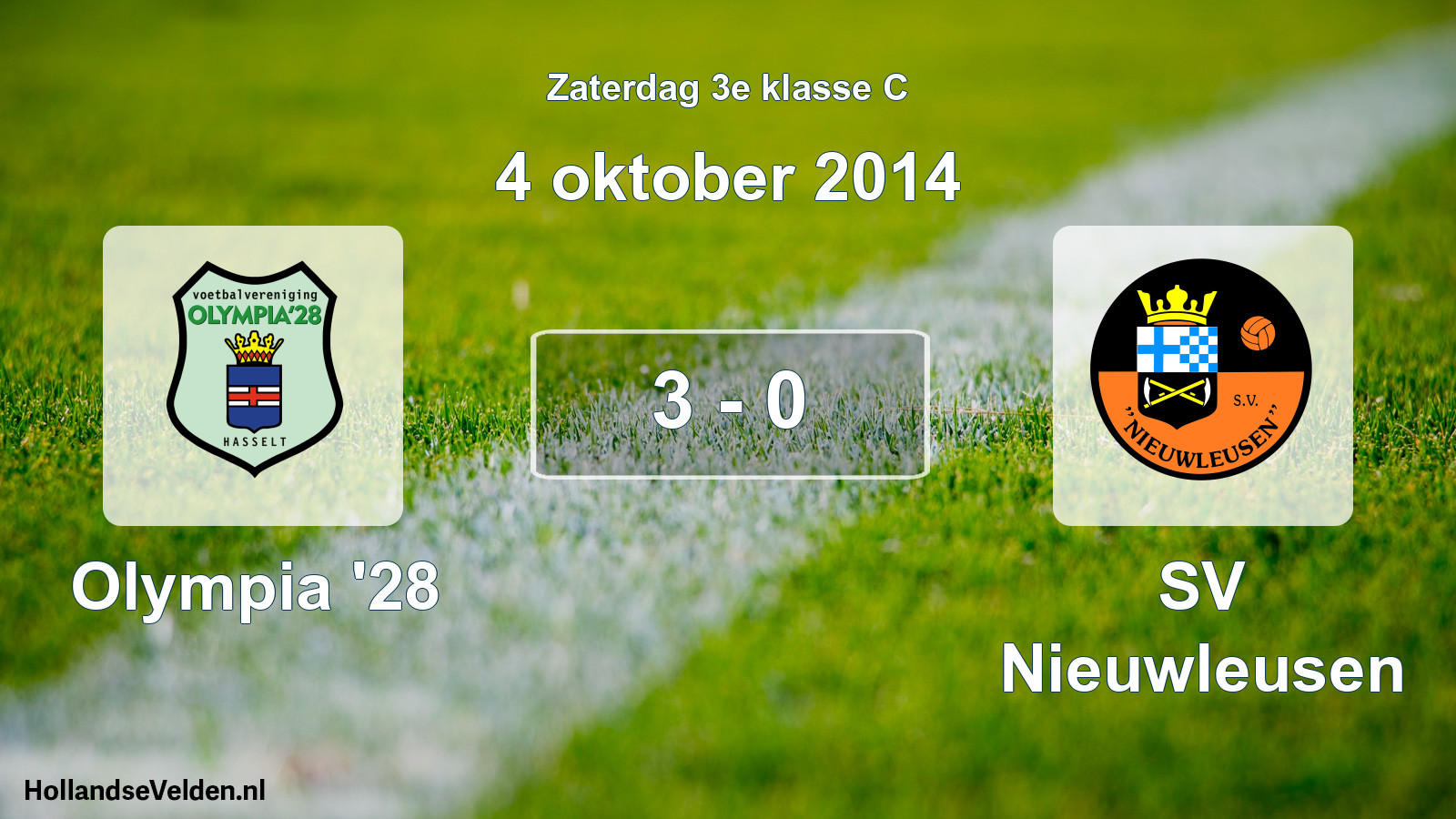 Total number of matches played: Olympia '28 - SV Nieuwleusen 3 - 0 (4 October 2014)