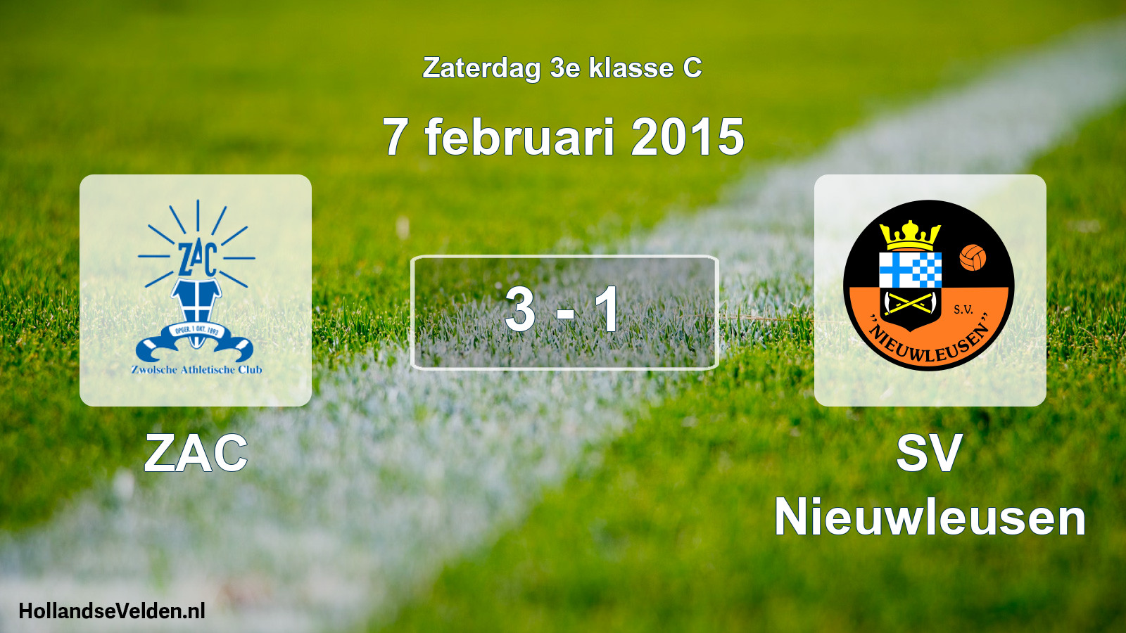 Total number of matches played: ZAC - SV Nieuwleusen 3 - 1 (7 February 2015)