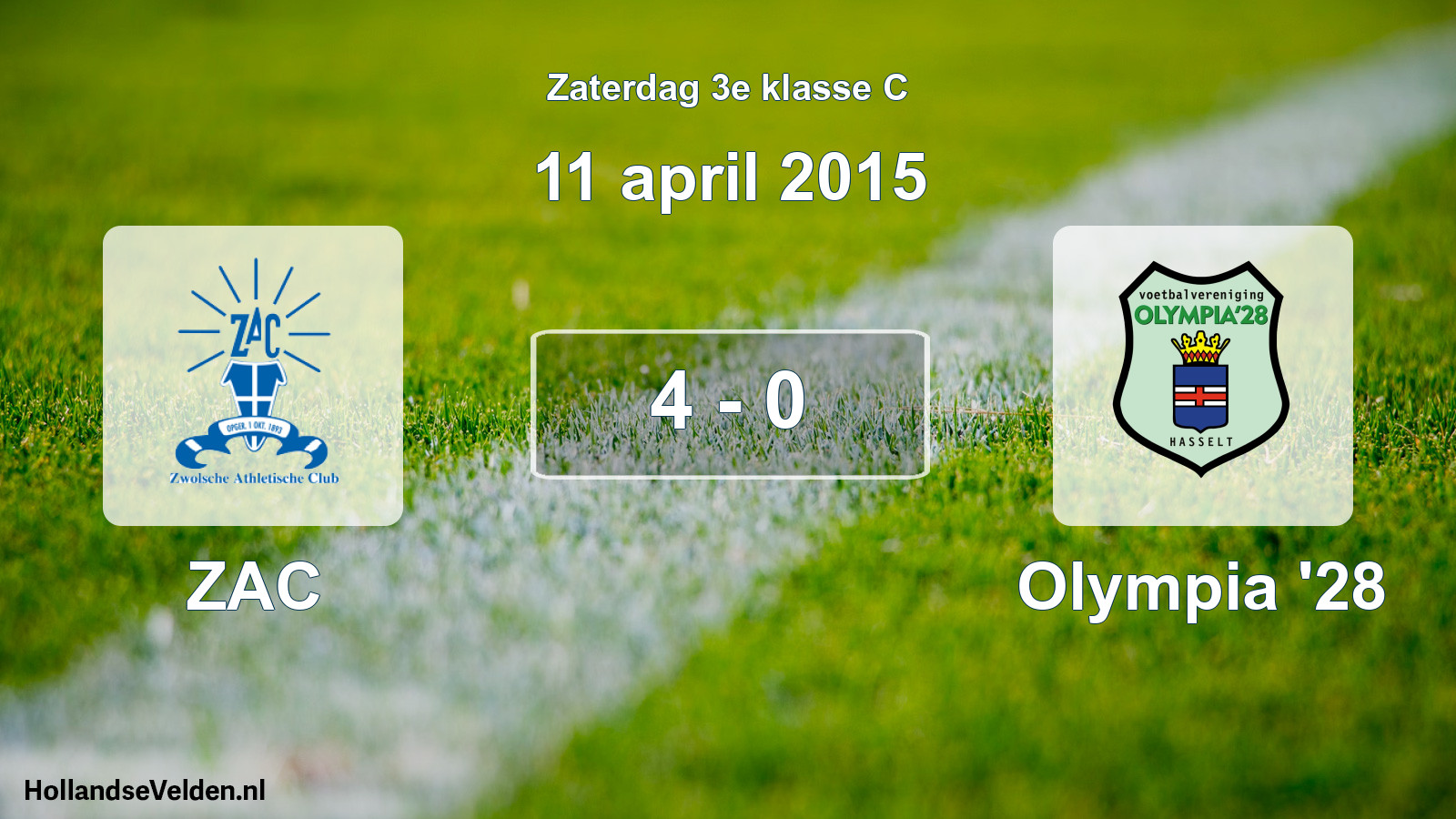 Total number of matches played: ZAC - Olympia '28 4 - 0 (11 April 2015)
