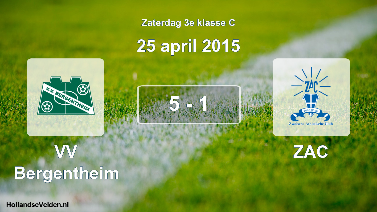 Total number of matches played: VV Bergentheim - ZAC 5 - 1 (25 April 2015)