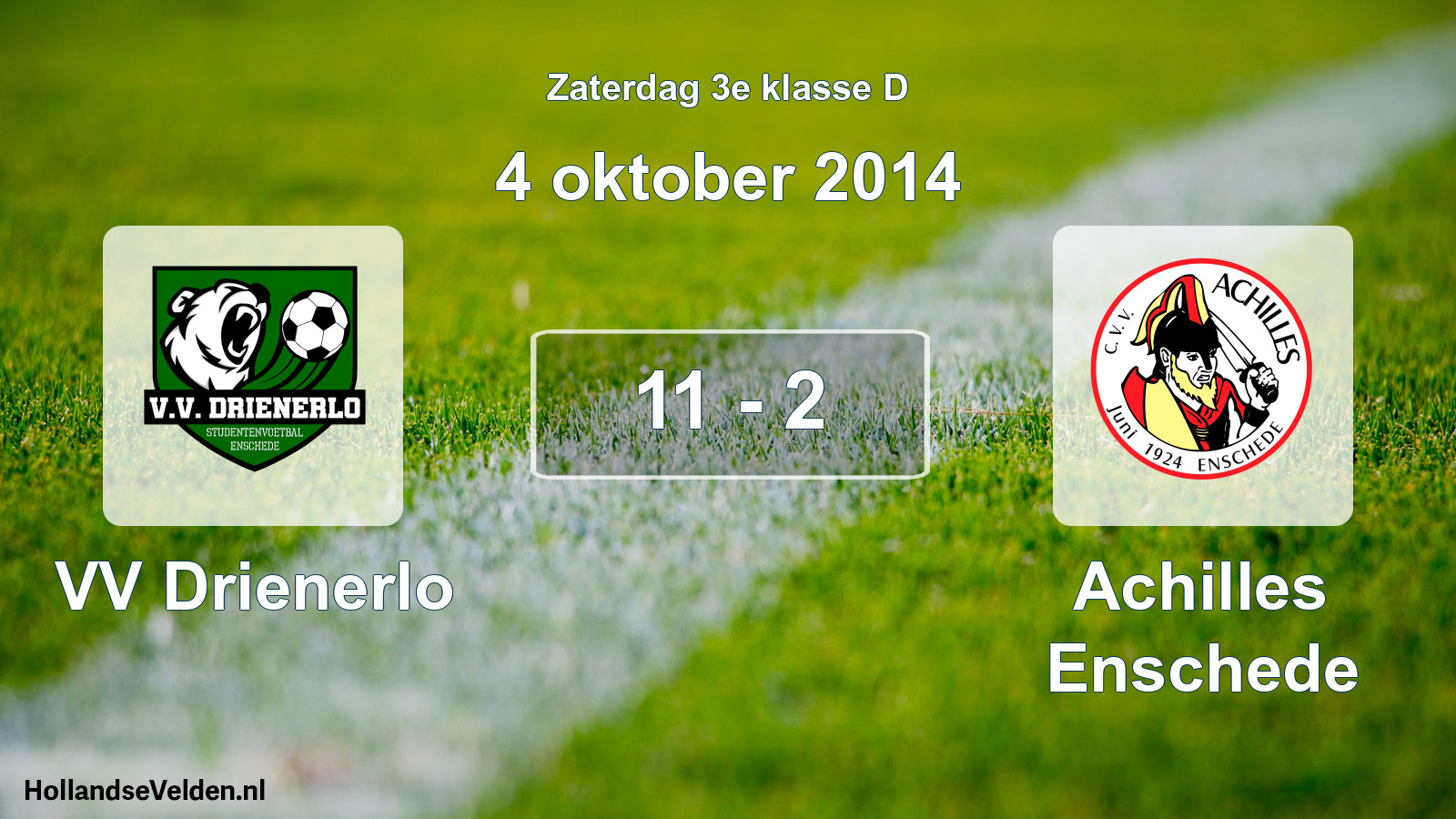 Total number of matches played: VV Drienerlo - Achilles Enschede 11 - 2 (4 October 2014)