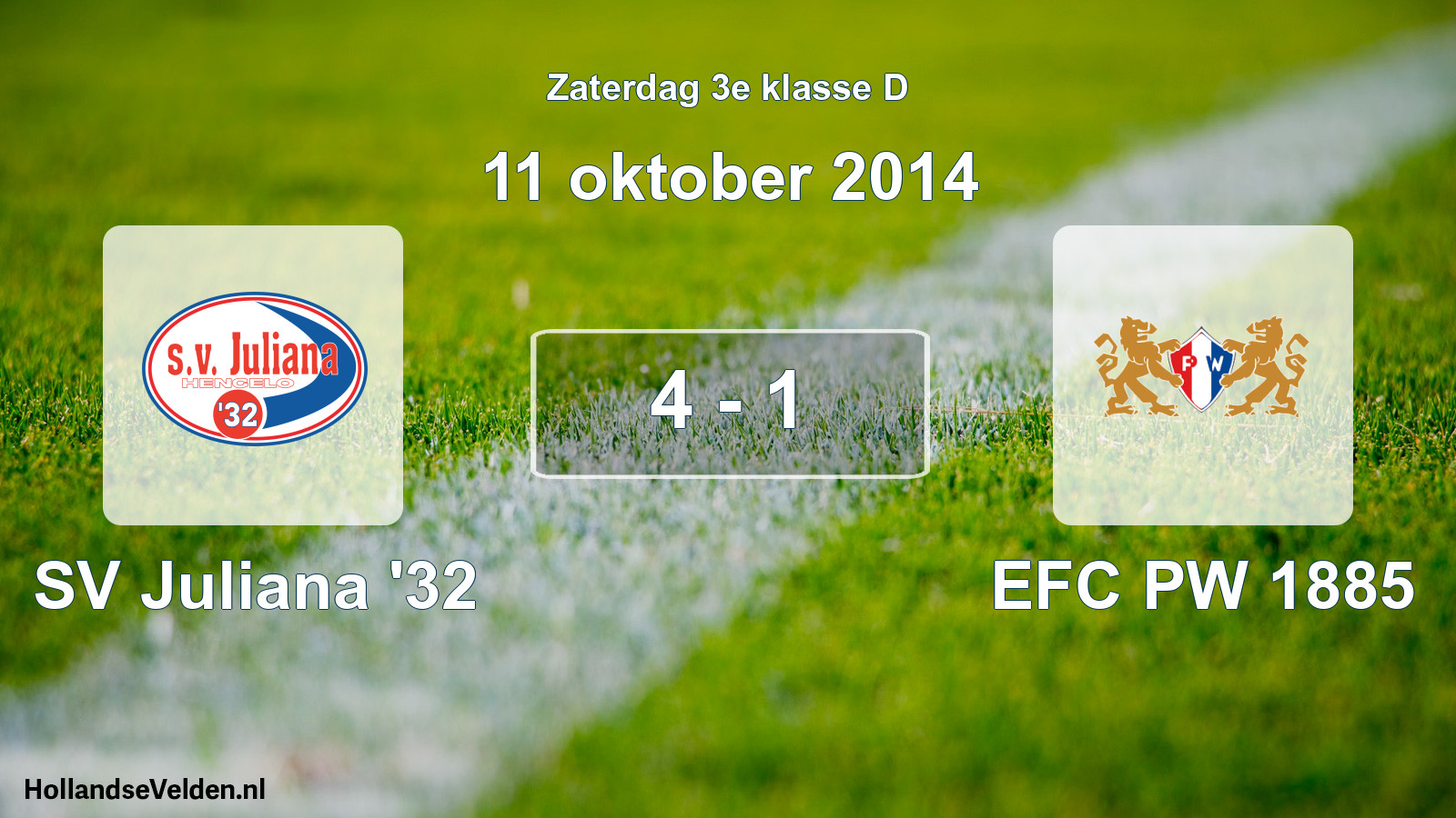 Total number of matches played: SV Juliana '32 - PW 1885 4 - 1 (11 October 2014)